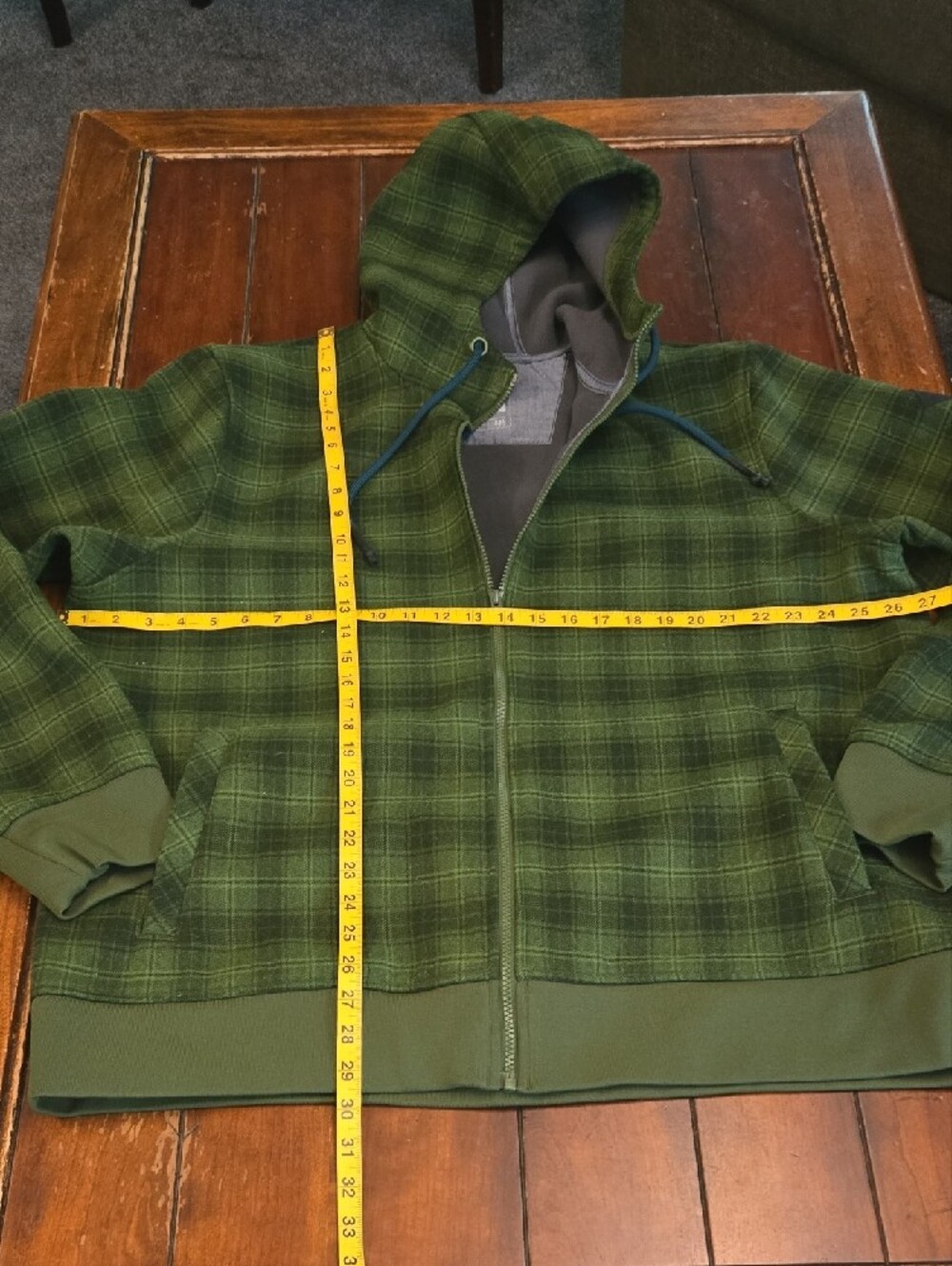 The North Face Green Plaid Hoodie Jacket - Picture 4 of 7